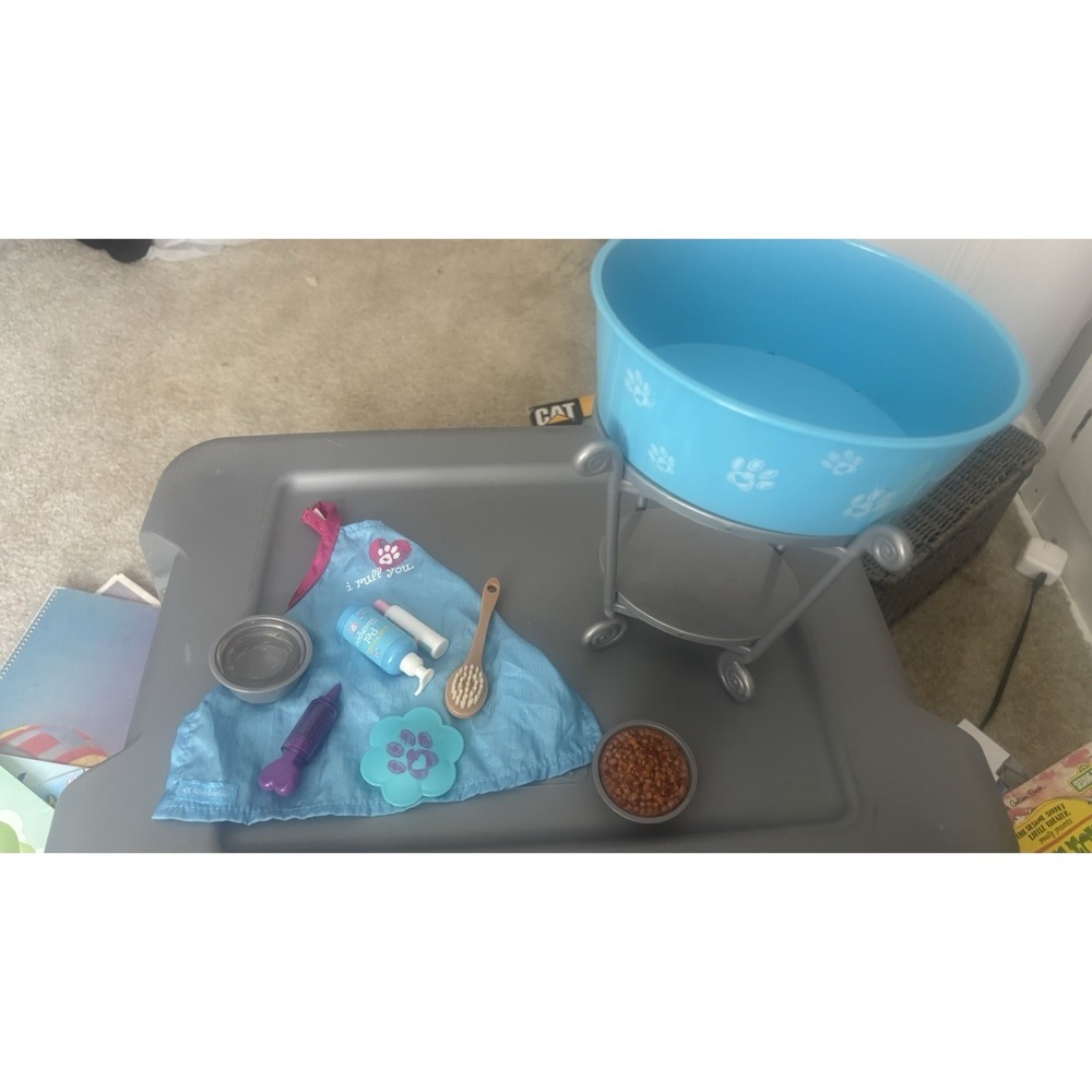 American Girl Doll Pet Bath Set And Wash Tub Pet Care Clinic Groomer Dog Retired